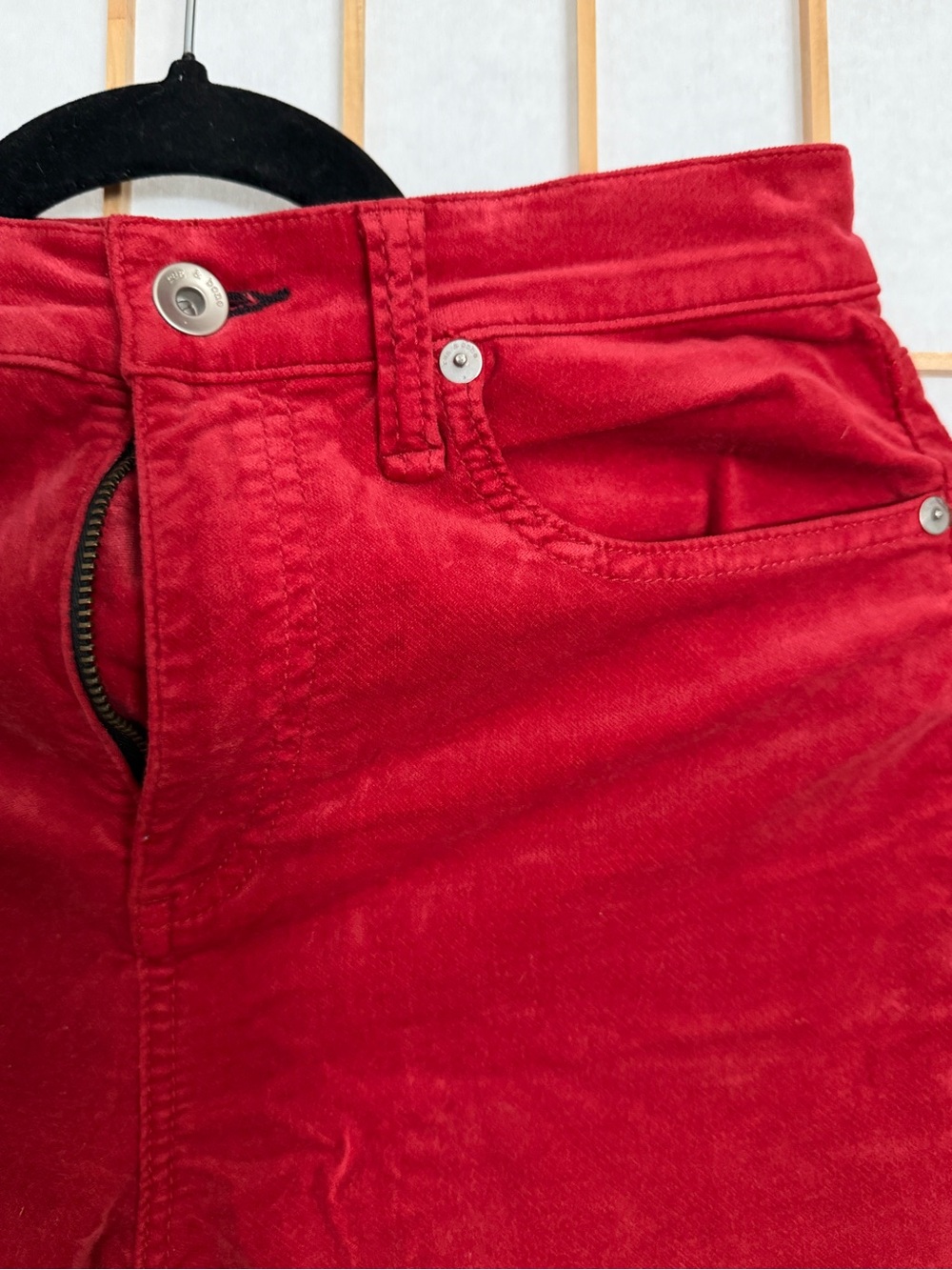 Rag & Bone Red High-Waist Velvet Skinny Jeans